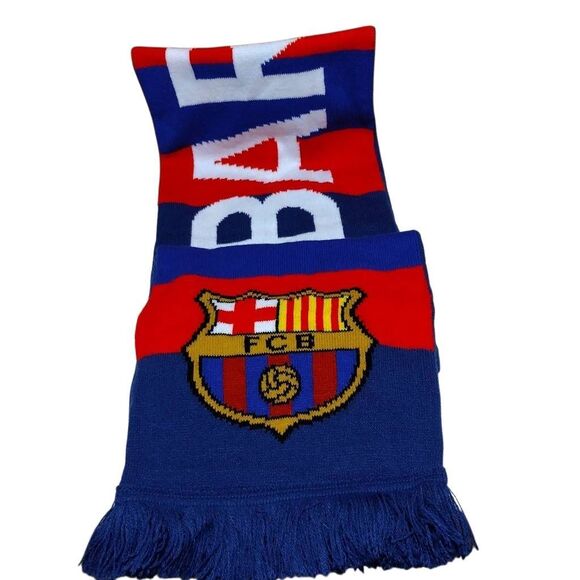 FBC Barcelona Authentic Official Licensed Reversible Soccer Scarf Winter Blue NW - Picture 2 of 11